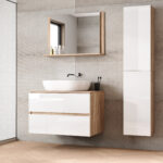 Salle de bain / Blanc brillant / Chêne